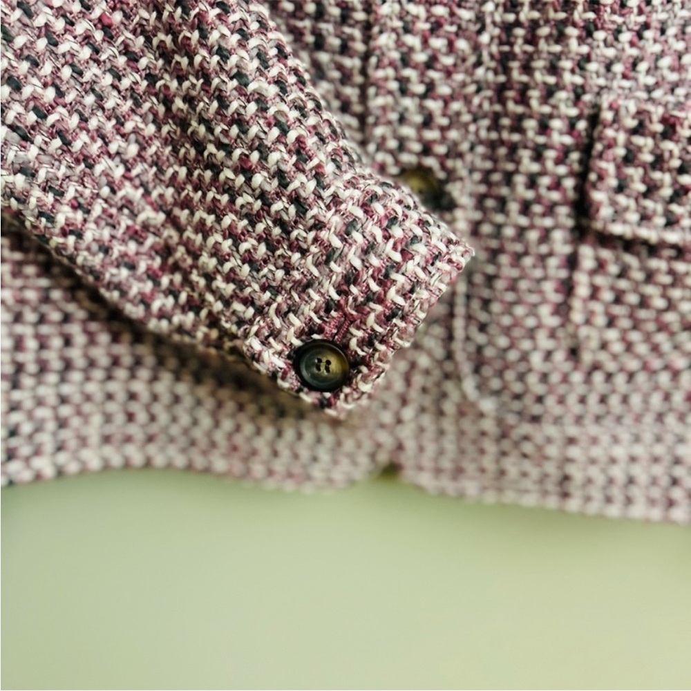 Women’s Talbots Purple Grey Tweed Button Front Wool Blend Blazer Size Petite 8 - Picture 9 of 11